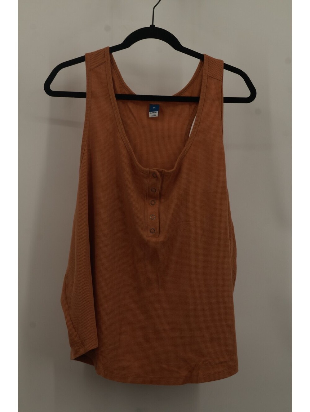 Old Navy Terracotta Thermal Waffle Knit Tank Top 3x Plus Size Henley Button EUC